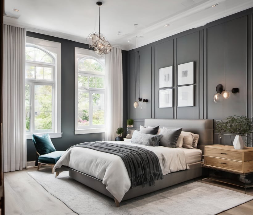 Modern, chic, bedroom with a bedroom, Home renovation in the GTA