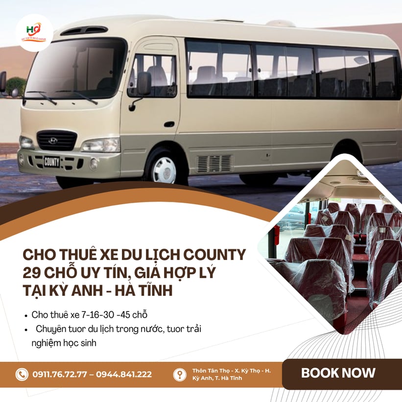 Dịch vụ cho thuê xe COUNTY 29 chỗ uy tín tại Kỳ Anh, Hà Tĩnh