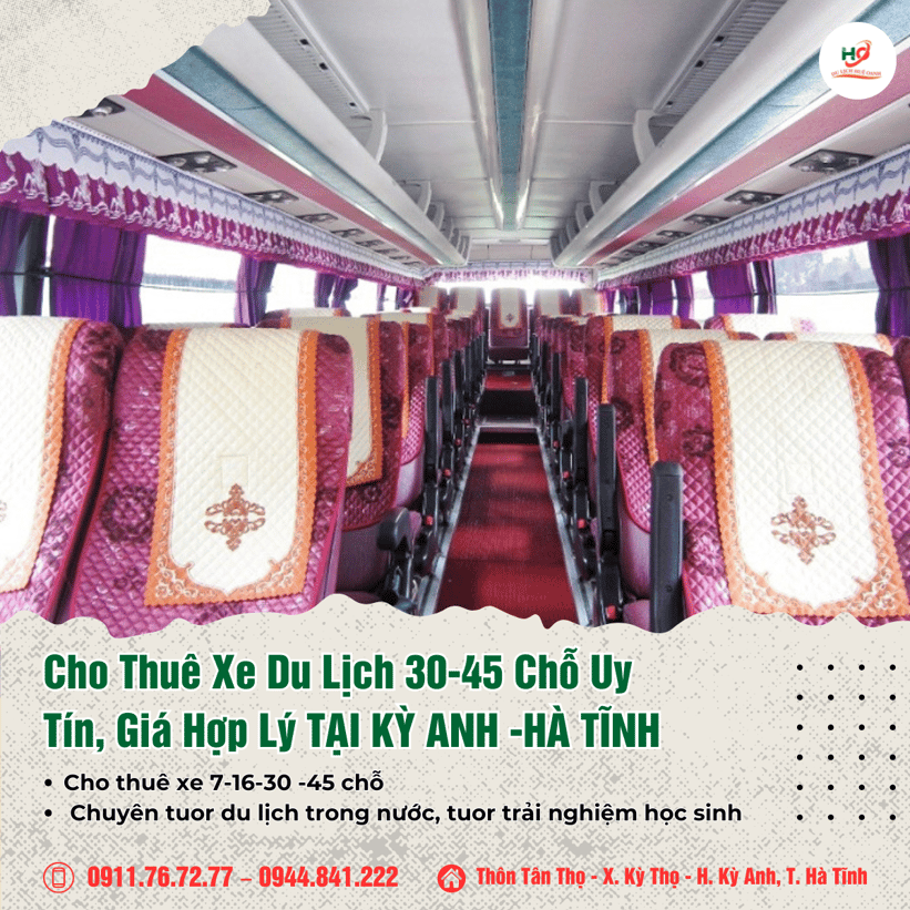 Dịch vụ cho thuê xe du lịch 30-45 chỗ uy tín tại Kỳ Anh, Hà Tĩnh