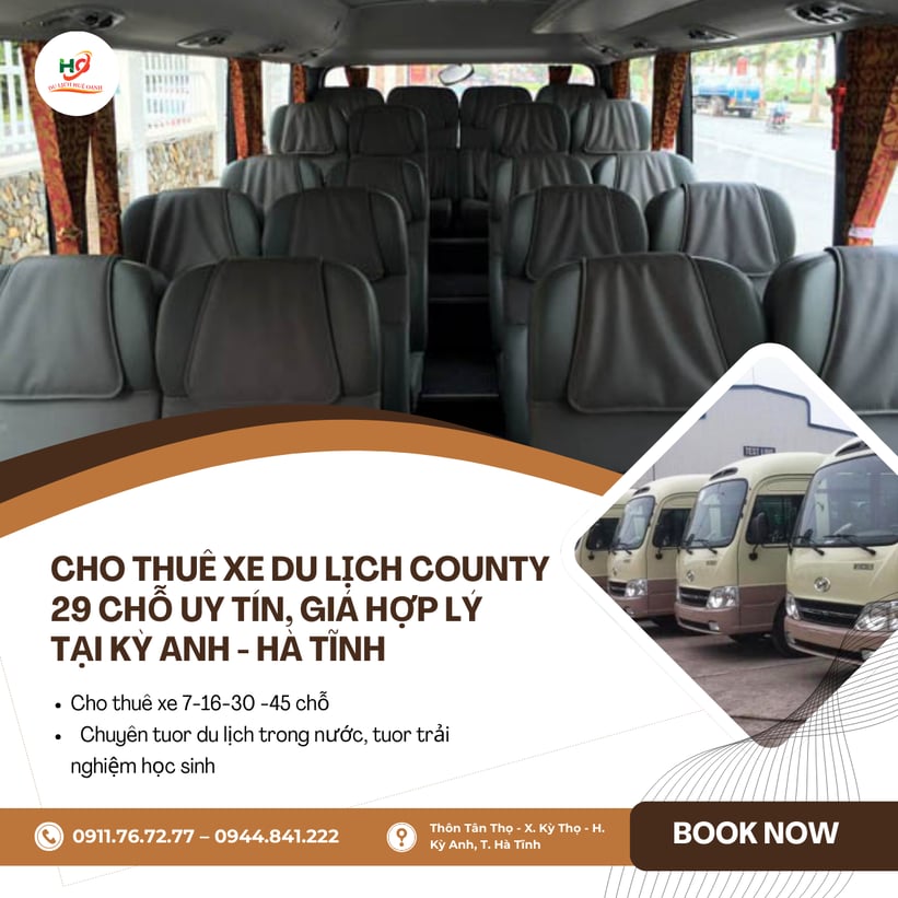 Dịch vụ cho thuê xe COUNTY 29 chỗ uy tín tại Kỳ Anh, Hà Tĩnh