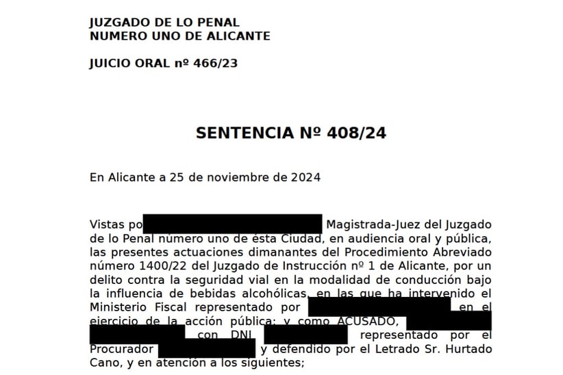 sentencia caso éxito alcoholemia