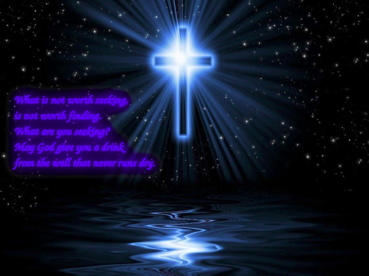 a cross on a dark background