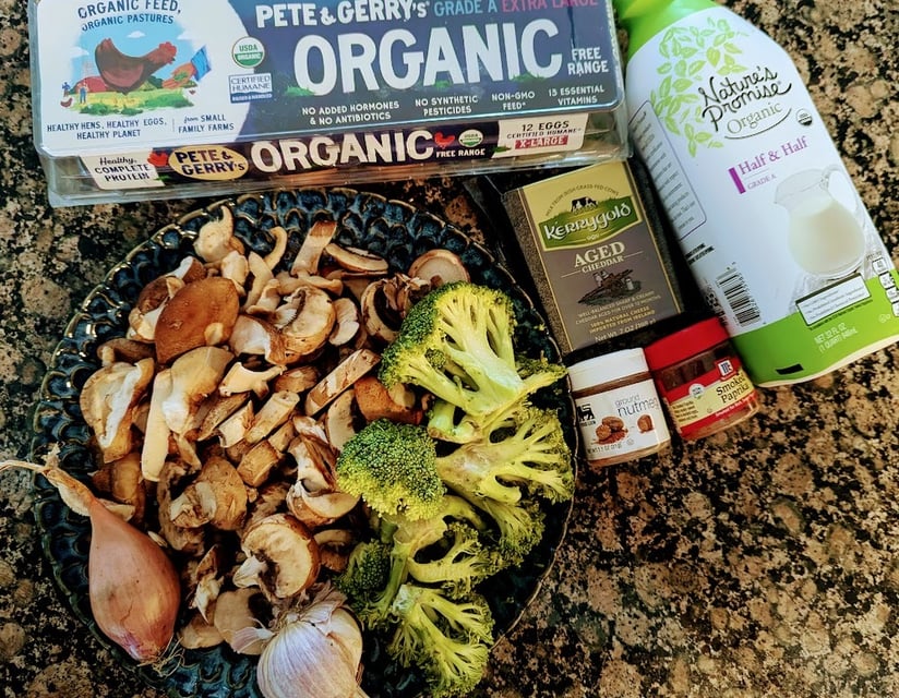 Ingredients for mushroom quiche