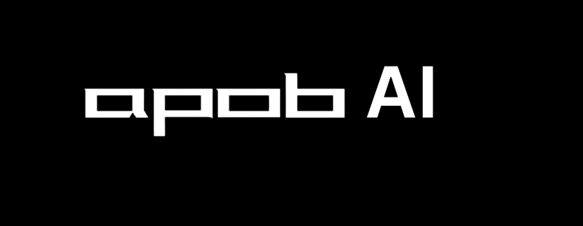 a black and white logo with the word,'apob ai in white