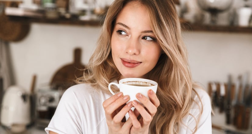 woman drinking coffee
