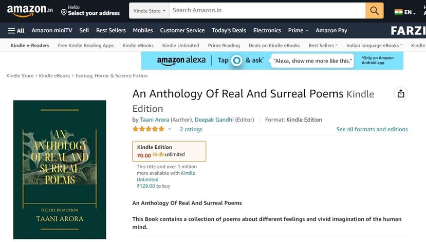An anthology of real and surreal poem-latest publication-Prof. Taani Arora