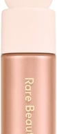 Blush liquido Rare Beauty in tonalità rosa nude, packaging opaco con tappo rotondo, seconda pelle