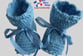 chaussons bleus tricot laine bb fait main