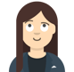 a woman with a blue jacket and black shirt