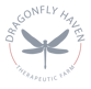 a dragonfly logo for the dragonfly haven therapeutic farm