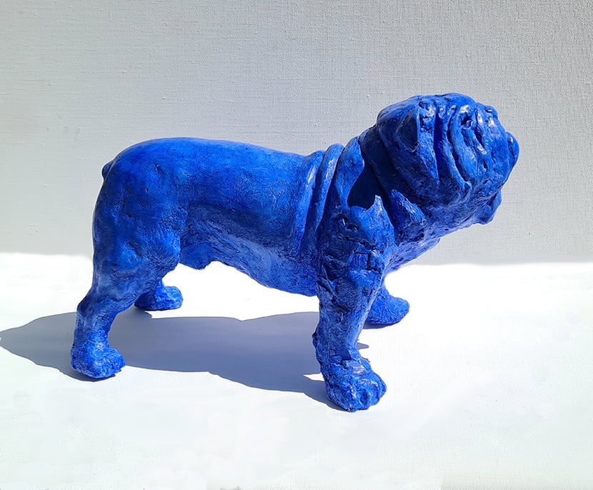 Oeuvre d'artiste- sculpture-Bull dog en résine- art animalier