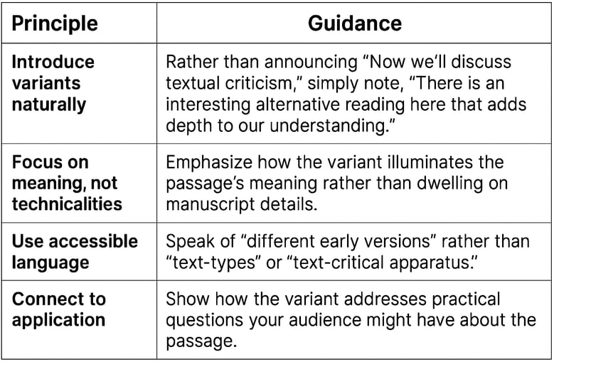 Addressing Variants in Pastoral Teaching and Preaching
