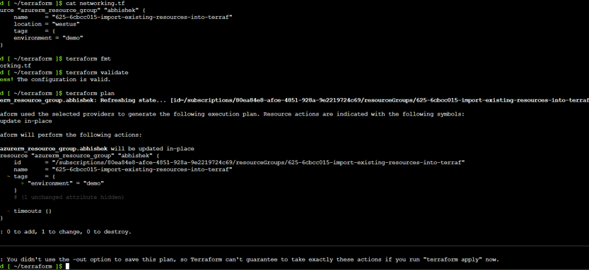Importing Azure Resource Groups into Terraform State