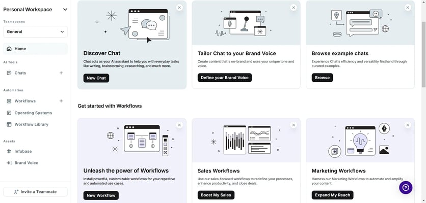 Screenshot of the Copy.ai dashboard