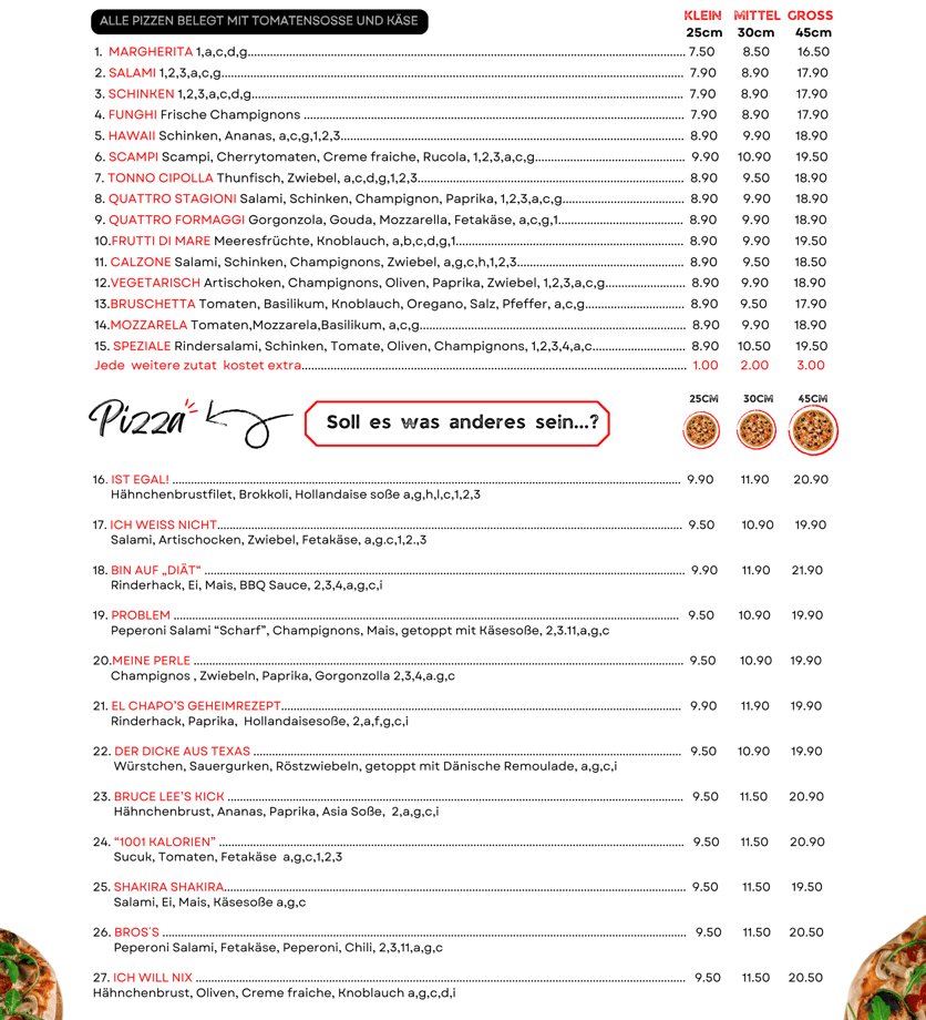 Pizza Bro Schwaig Menu Pizzas