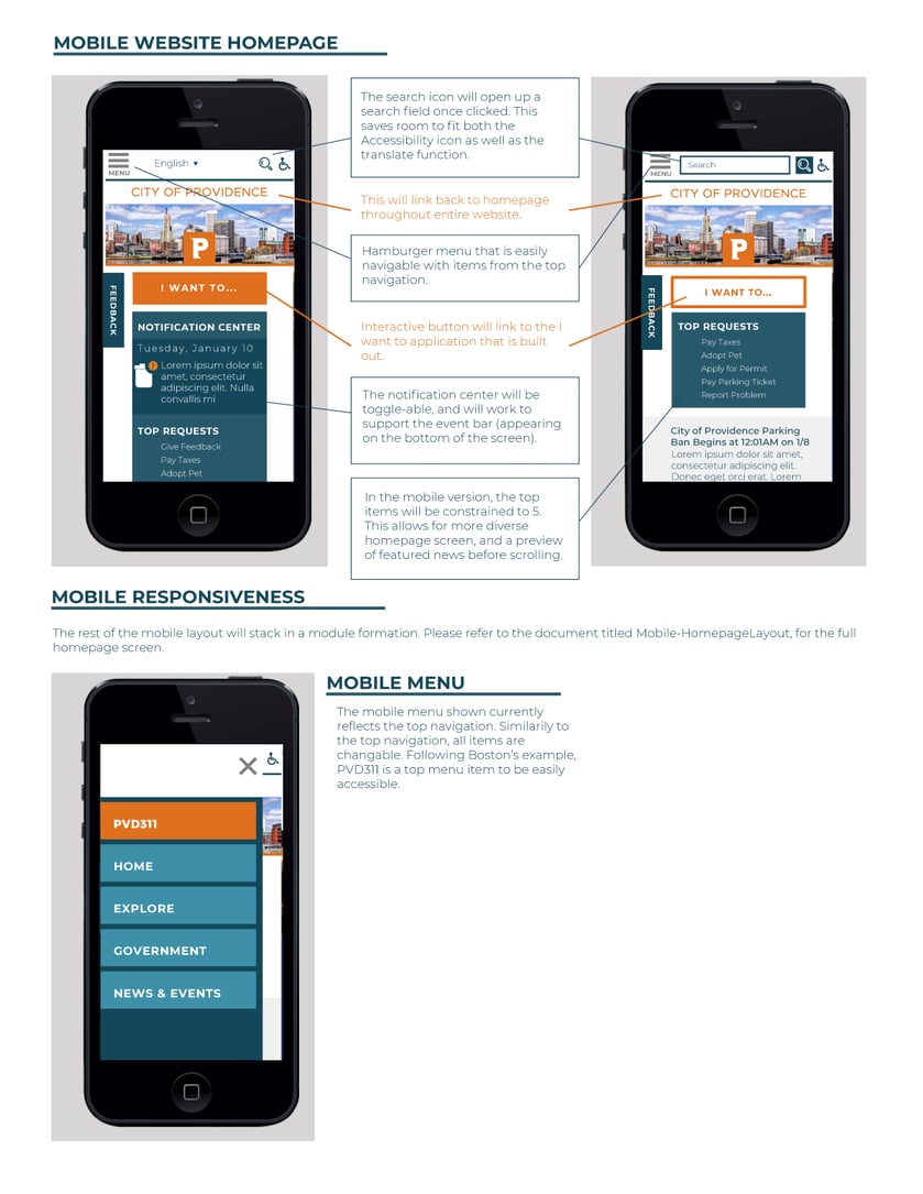 Mobile City of Providence Website Mockup