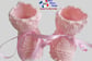 chaussons roses tricot laine bb fait main