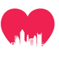 a heart shaped cityscape 