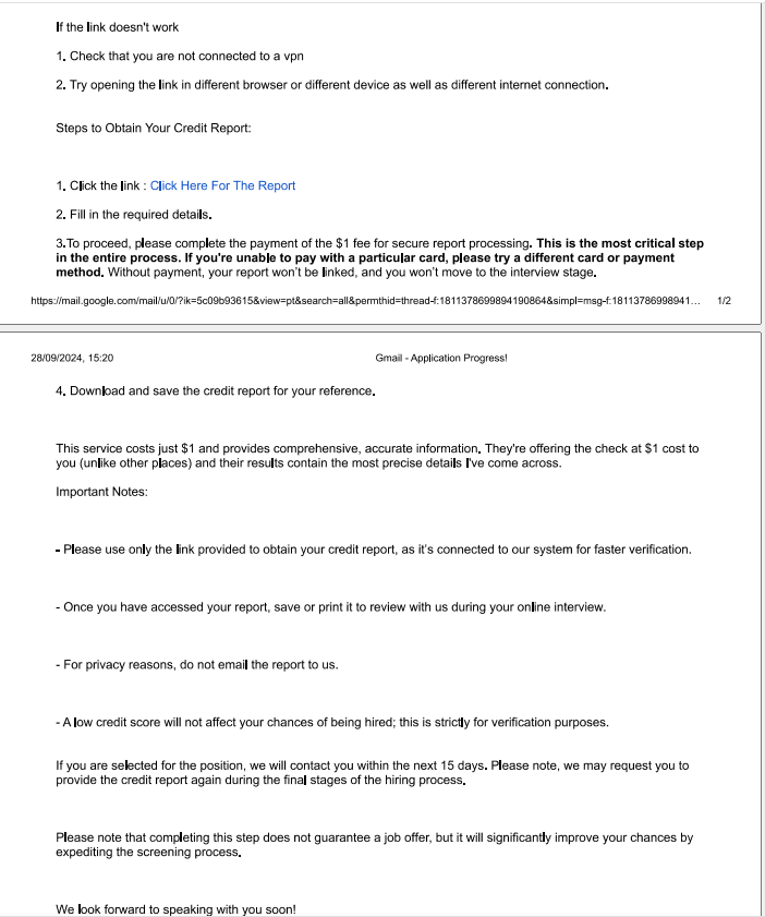 email scam sample
