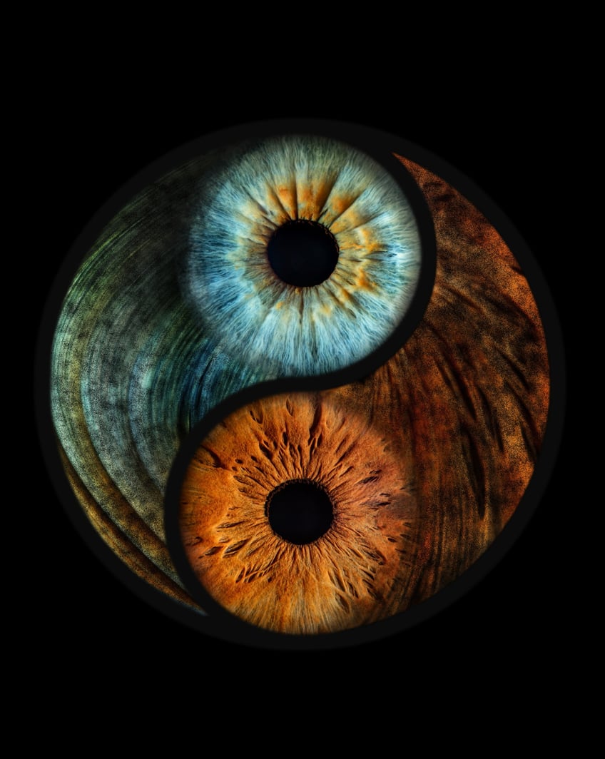 yin-yang iris foto für Paare, Pärchen, , Auge, Macroaufnahme, Geschenk, ying