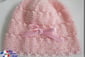 Bonnet rose modele tricot bebe fait main
