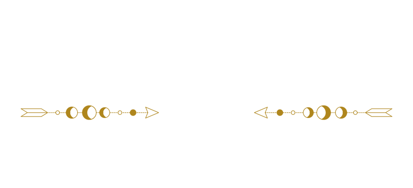Black and white outline of hierophant tarot card with half moon and arrows