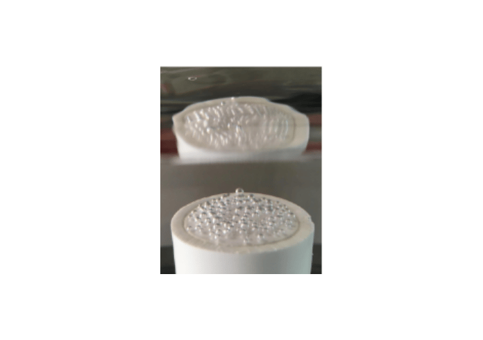 Microbubble formation when air is passed through our microporous PVC at low pressures