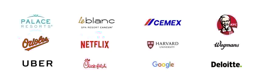 Logotipos de empresas como Google, KFC, Netflix y Harvard que usan productos de GotFreshBreath®.