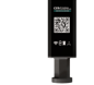 a black and white photo of a qr coder reader