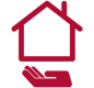 a hand holding a house with a hand holding a house