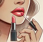a woman with a red lipstick and lipstick on her lips