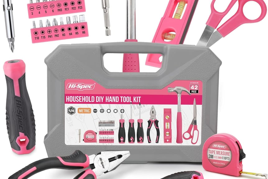 Introducing the Hi-Spec 42pc Pink Household DIY Tool Set: The Ultimate Dorm Essential