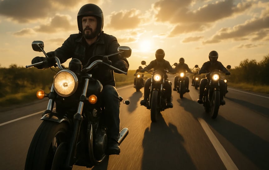 Bande de motards pour la journée mondiale de la moto.