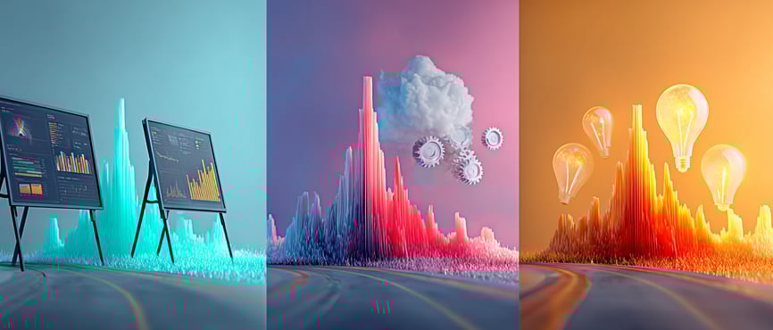 Picture of three distinct areas of a data career, analyst, engineer and scientist