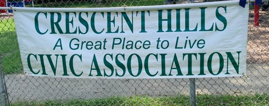 A banner reading Crescent Hills Civic Association A Great Place to Live