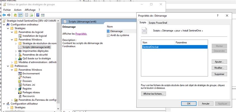 Voici une image de la GPO, qui se lance au démarrage des ordinateur