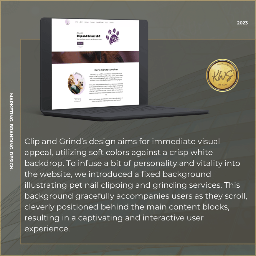 a laptop computer screen displaying a website page with a picture of the clip and grind website