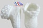 Chaussons blancs modele layette bb tricot bebe fait main