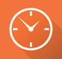 a clock with a long shadow on a orange background