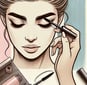 a woman with a mascara brush and mascara brush