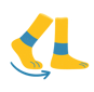 a pair of yellow socks with a blue and white socks