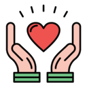 Two hands guarding a heart in between showing that novalifakanishka gives healing with compassion
