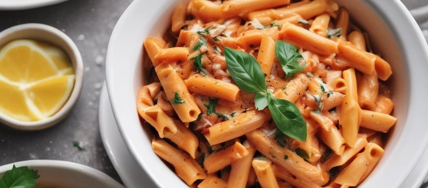 pasta in white ceramic bowl