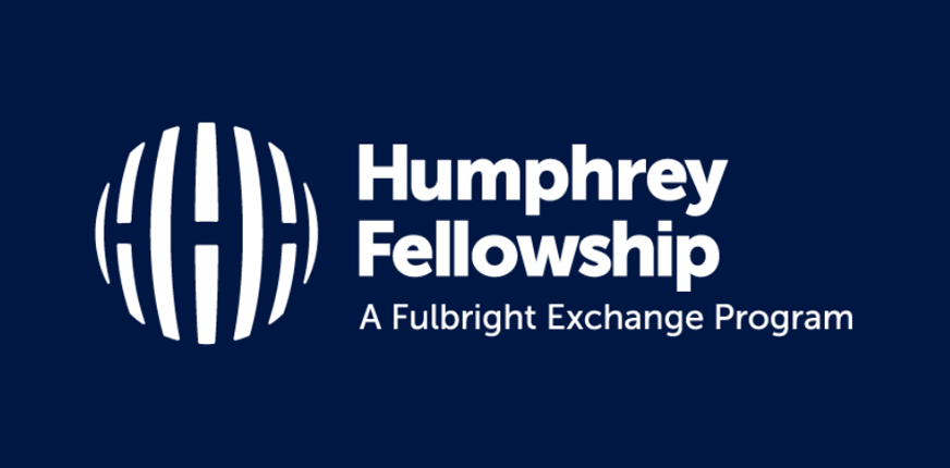 Humphrey Fellowship logo on dark blue background, highlighting commitment to global leadership