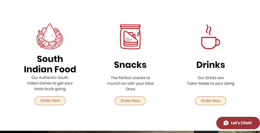 Food Options for Restaurant Page