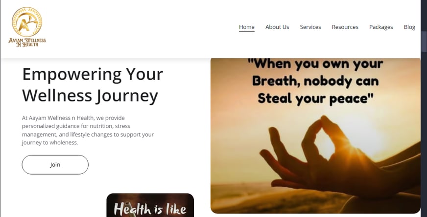 Empowering Your Wellness Journey Section on Home Page of Wellness Website