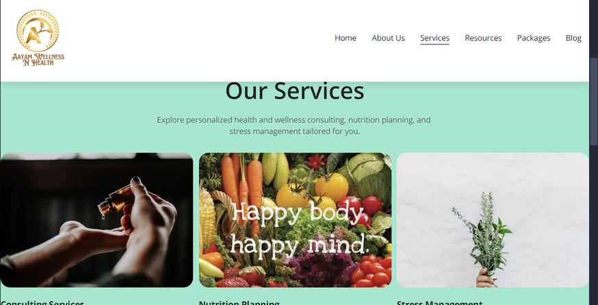 Services Page of Wellness Website