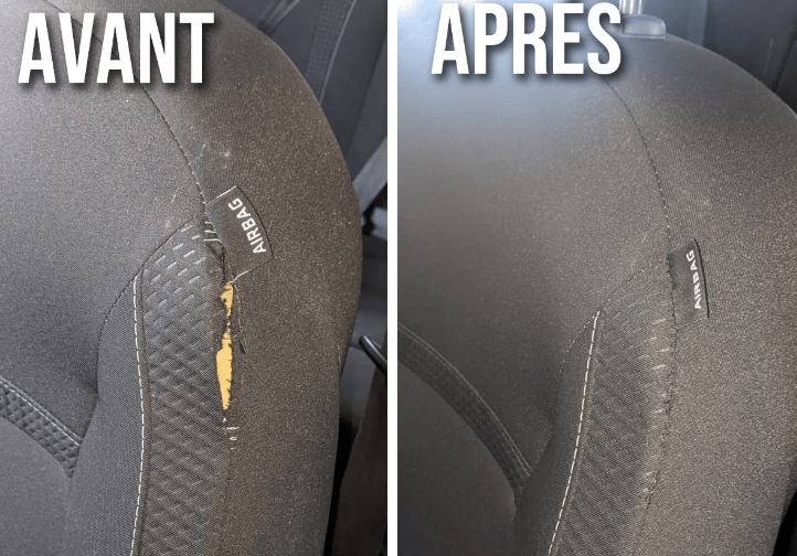 Rénovation tissu trou voiture Valenciennes, entreprise réparation tissu siège auto Valenciennes