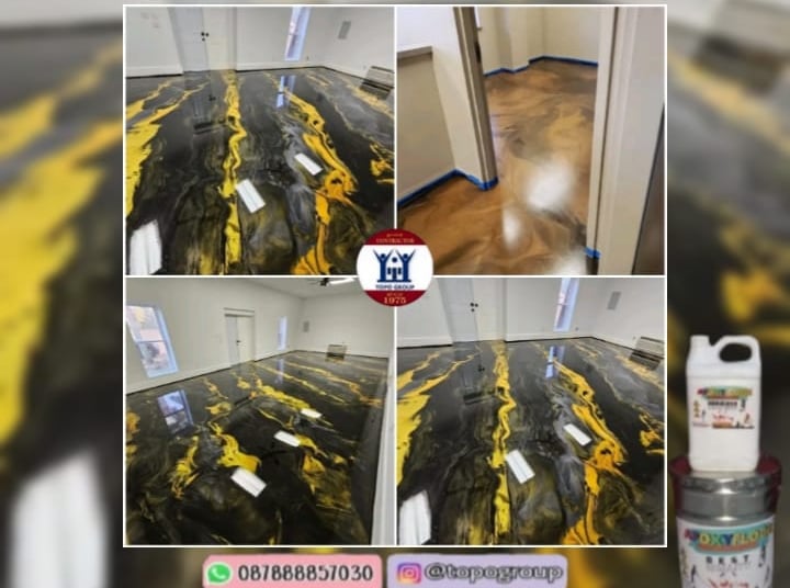 Epoxy lantai motif marmer