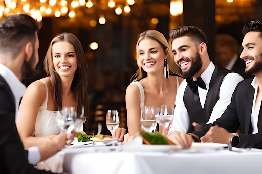 Gentleman and his friends at the restaurant.